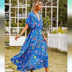 Floral Blue Maxi Dress